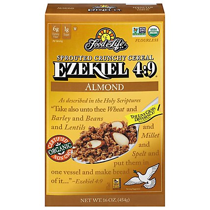 Food For Life Ezekiel 4:9 Cereal Sprouted Grain Crunchy Almond