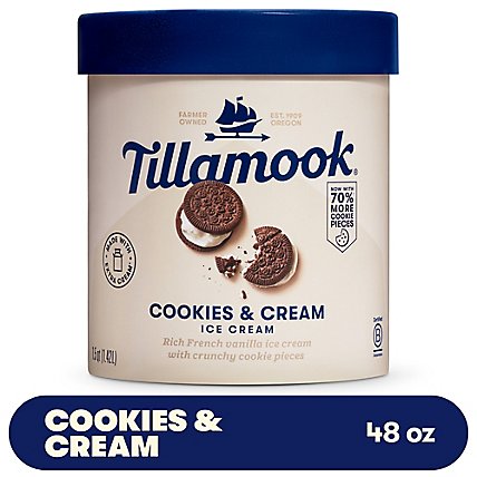 Tillamook Cookies and Cream Ice Cream - 48 Oz - jewelosco