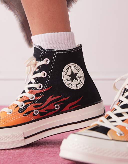 Converse Chuck 70 sneaker in black with fire detail | ASOS