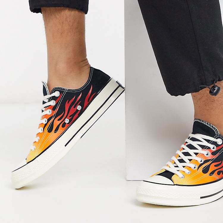 Converse Archive Flame Print Chuck 70 Ox trainers in black | ASOS
