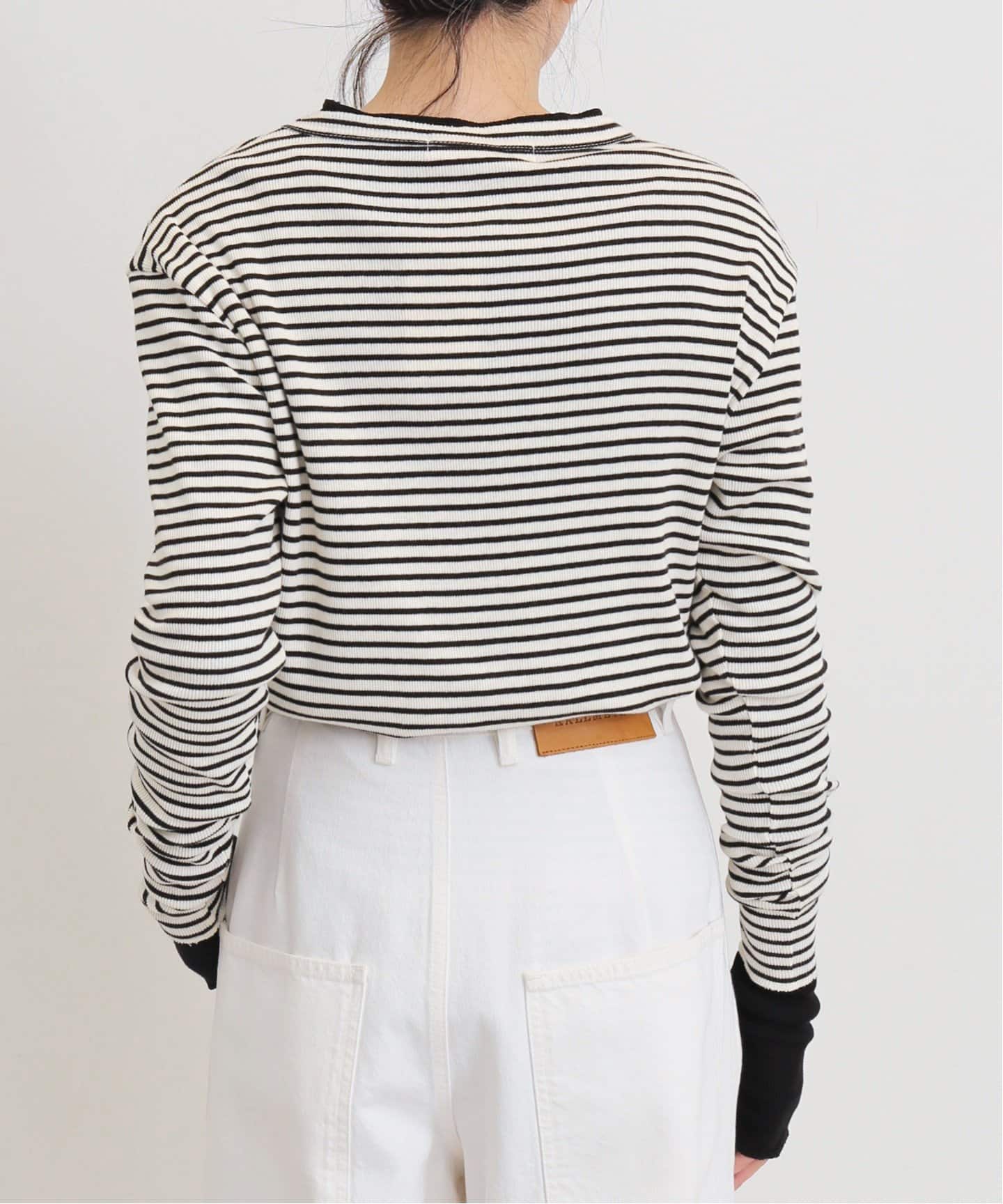 BORDER RIB LONGSLEEVE T-SHIRT（Tシャツ／カットソー）｜L