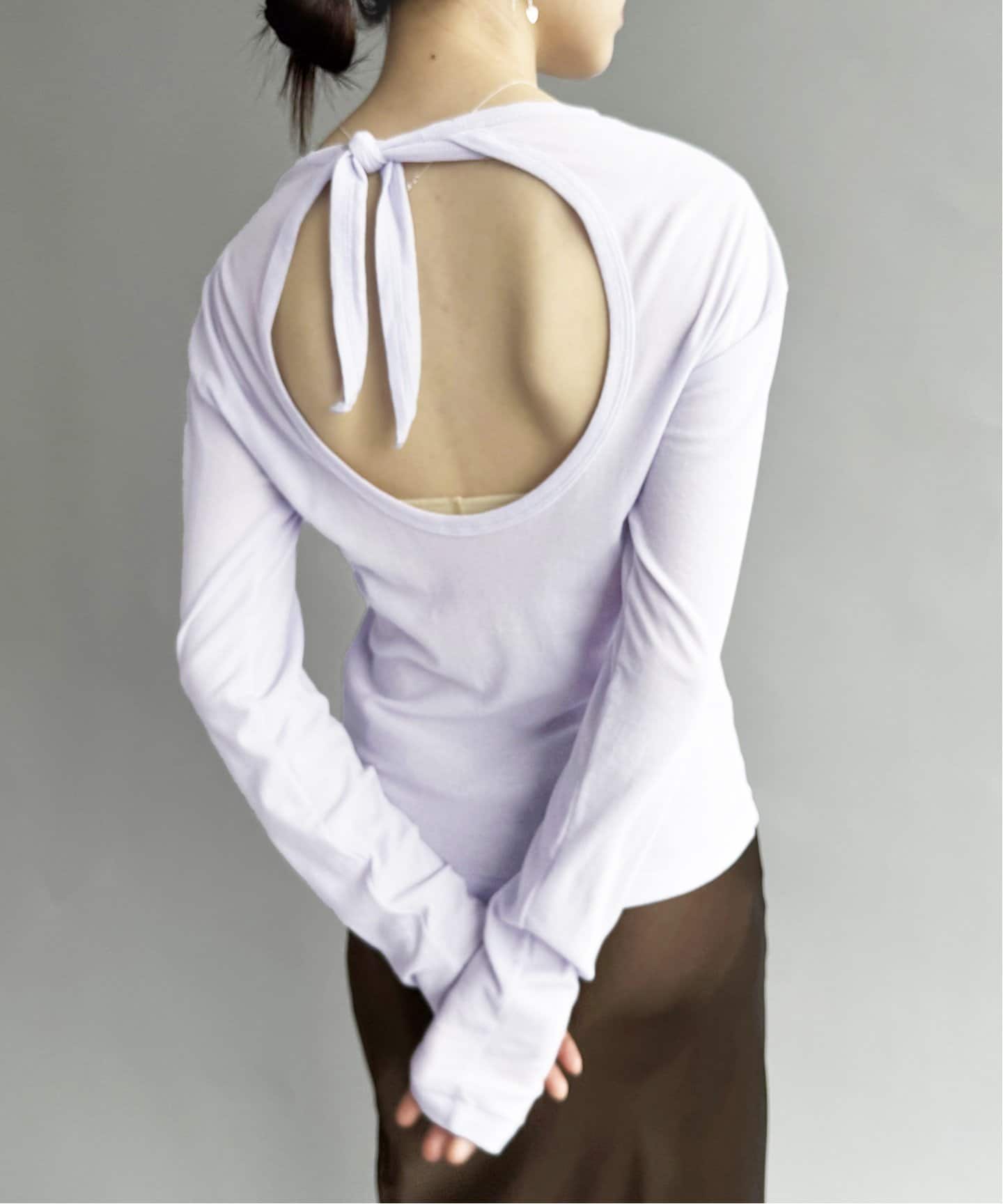 babaco/ババコ】Twisted Cotton Back Tied Long Sle（Tシャツ
