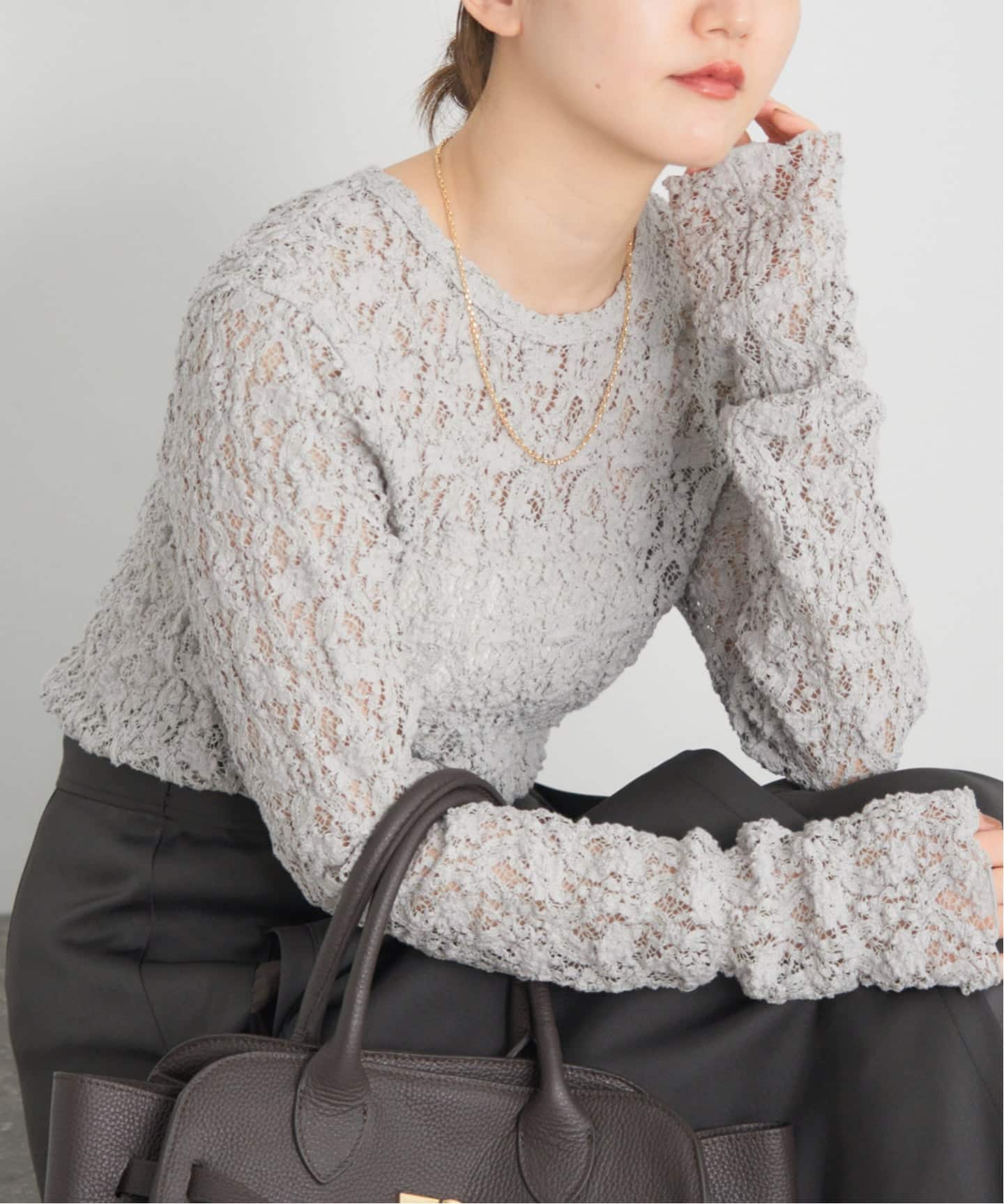 追加》Flowerストレッチレースプルオーバー（Tシャツ／カットソー