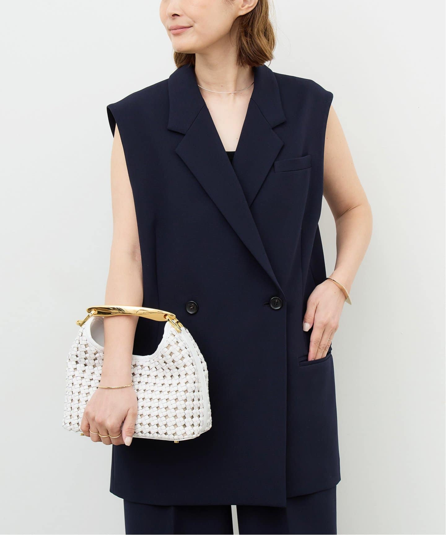 Wクロス ロングベスト（ジレ）｜Deuxieme Classe（ドゥーズィエム