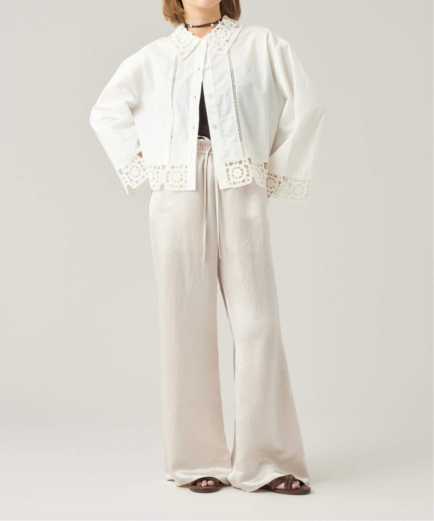 IENA LA BOUCLE エンブロイダリーレースコンビシャツ（シャツ