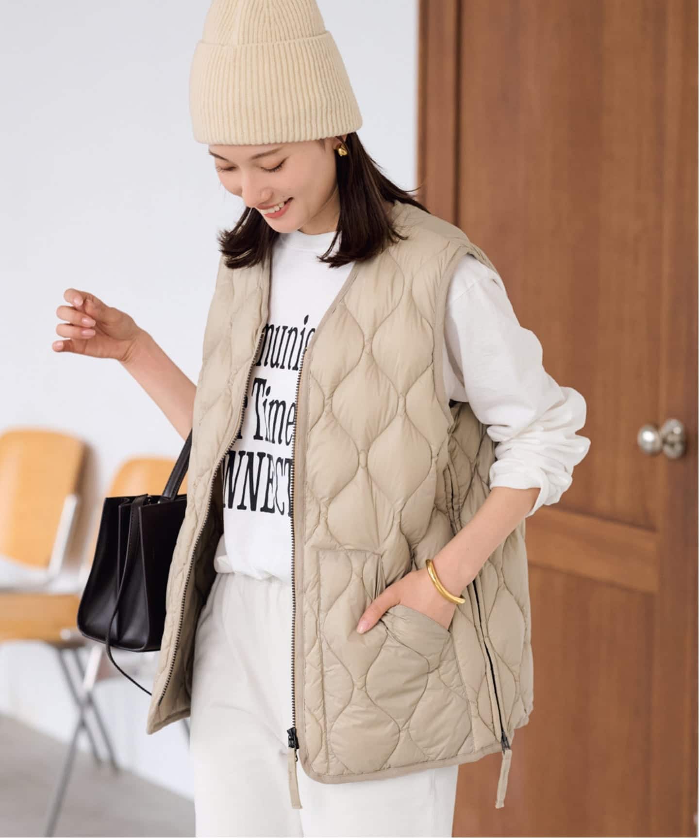 TAION/タイオン MILITARY V NECK WZIPダウンベスト（ダウン・中綿