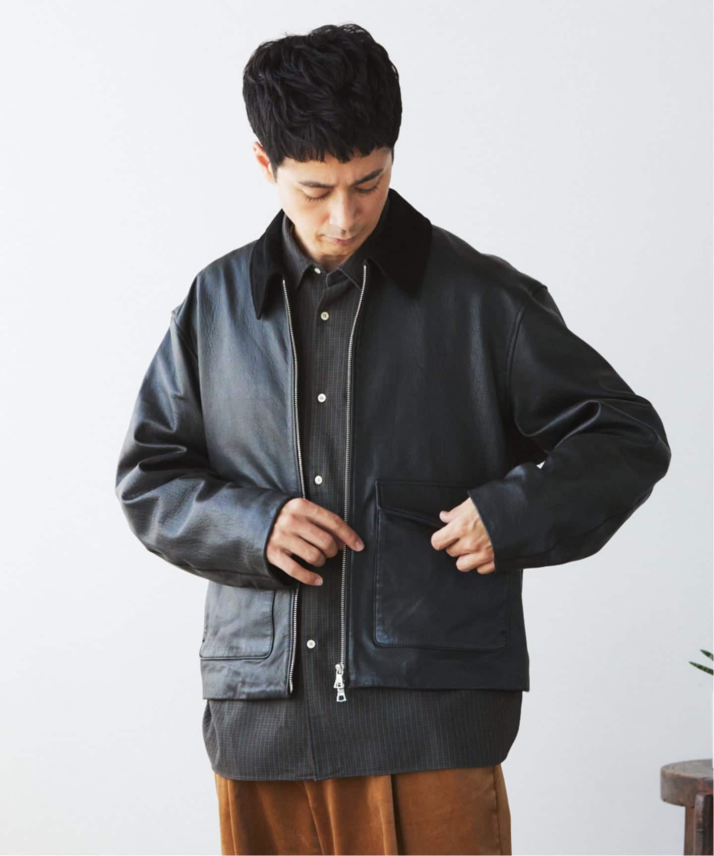 LA BOUCLE (ラブークル) LAMB LEATHER FLIGHT ジャケット（レザー