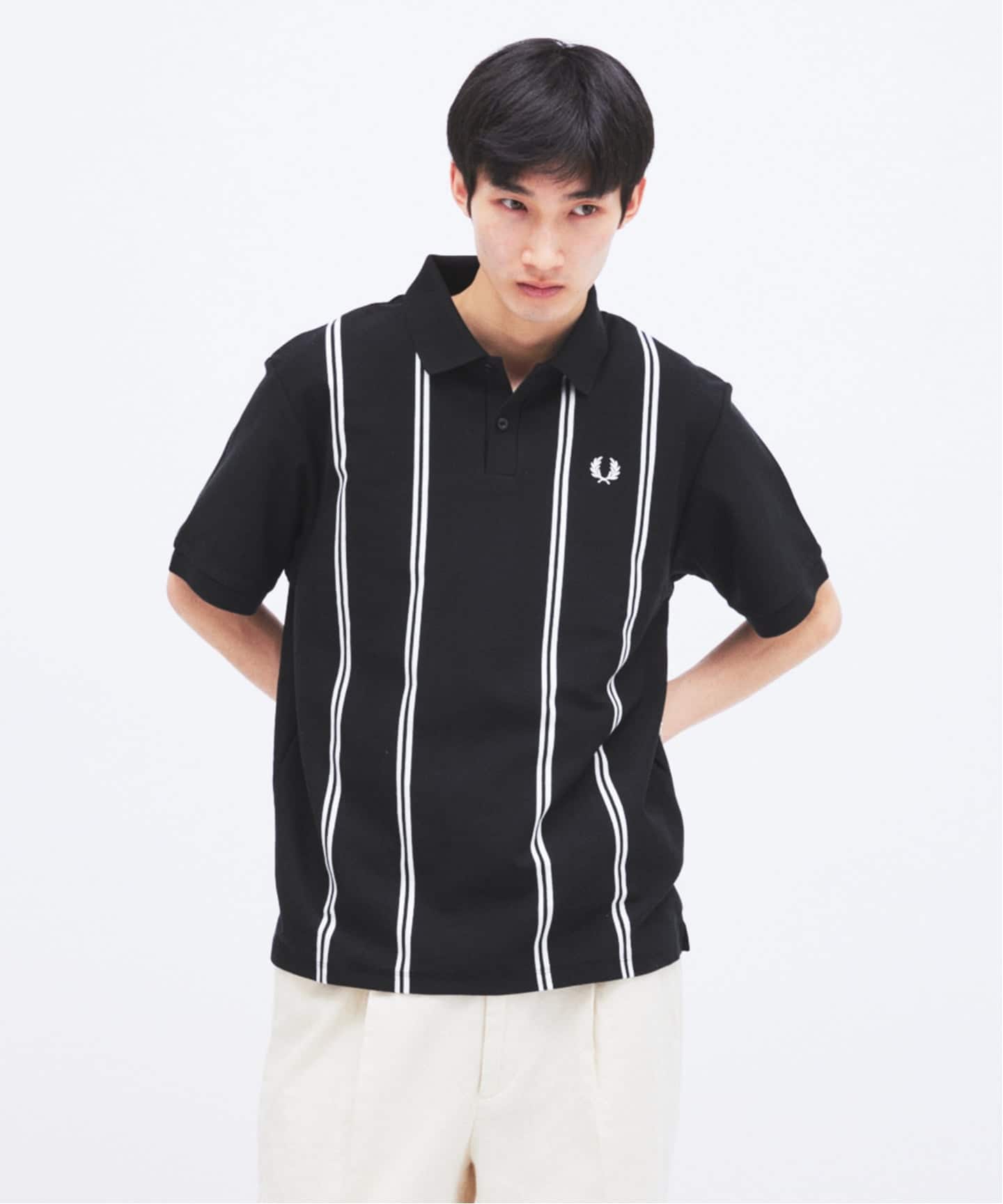 予約》FRED PERRY / フレッドペリー 別注 ストライプ ピケ ポロシャツ
