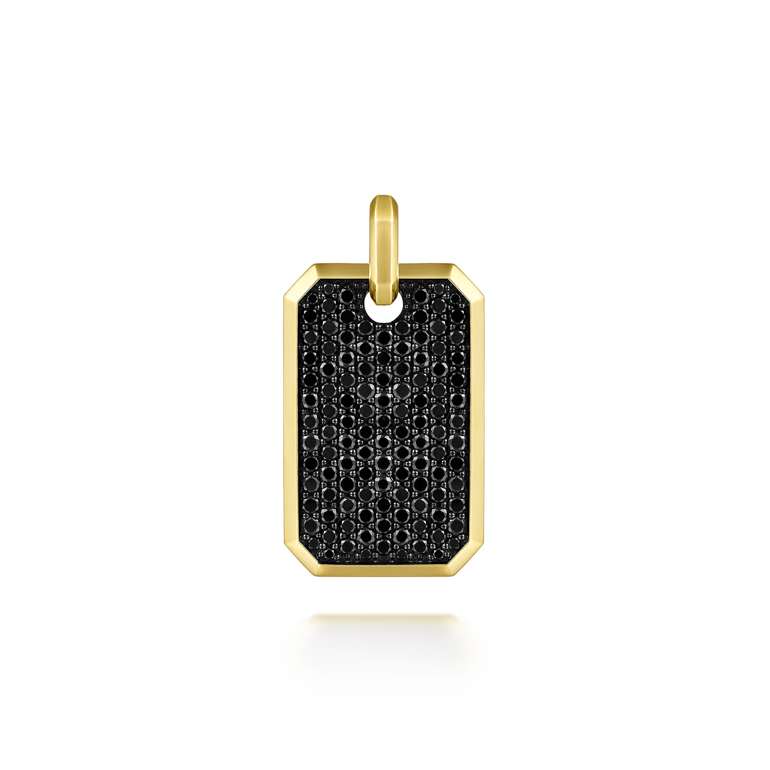 14K Yellow Gold Black Diamond Dog Tag Pendant @ $5500. Shop Men