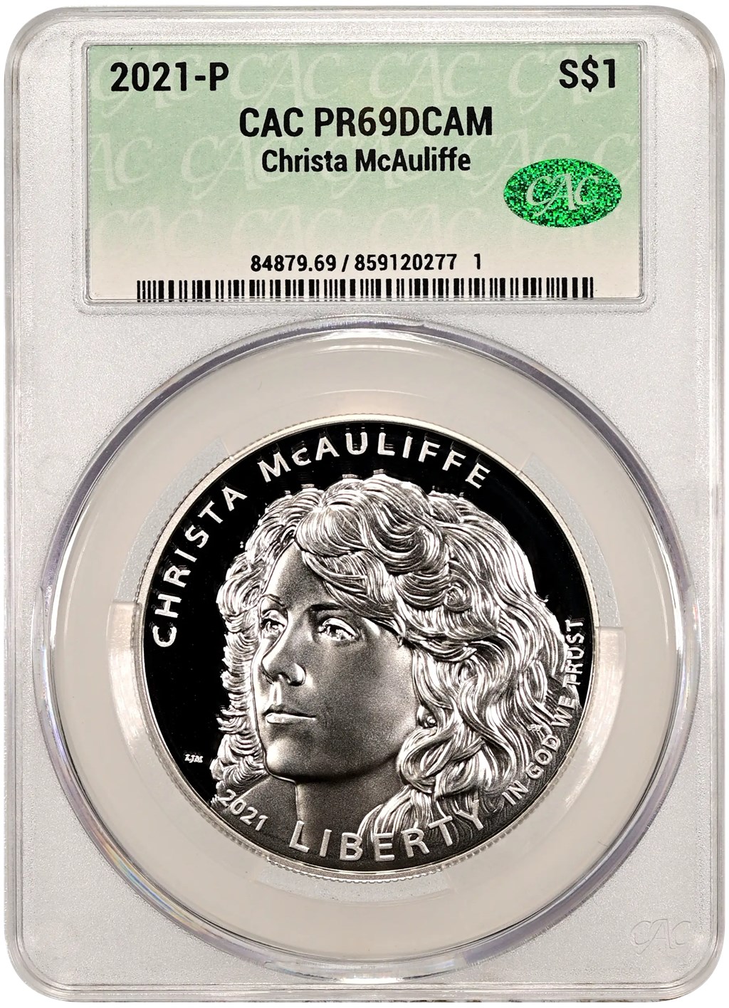 2021 P $1 Modern Commems, Proof Christa McAuliffe DCAM Proof (PR