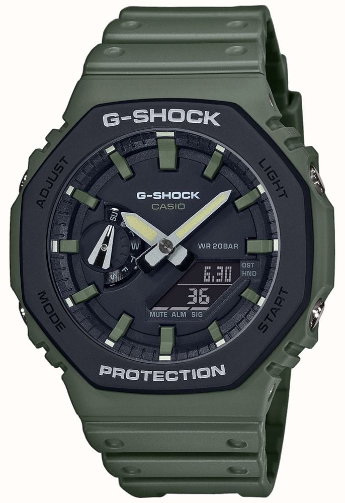 Casio G-Shock | Carbon Core | Green Rubber Strap | Digital Display