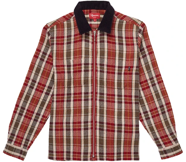 Buy Supreme Plaid Thermal Zip Up Shirt Dusty Red - Novelship
