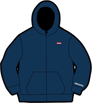 Buy Supreme WINDSTOPPER Zip Up Hooded Sweatshirt Washed Navy