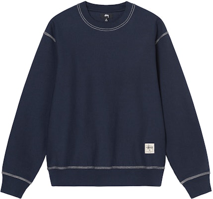 Buy Stüssy Contrast Stitch Label Crew Navy - Novelship