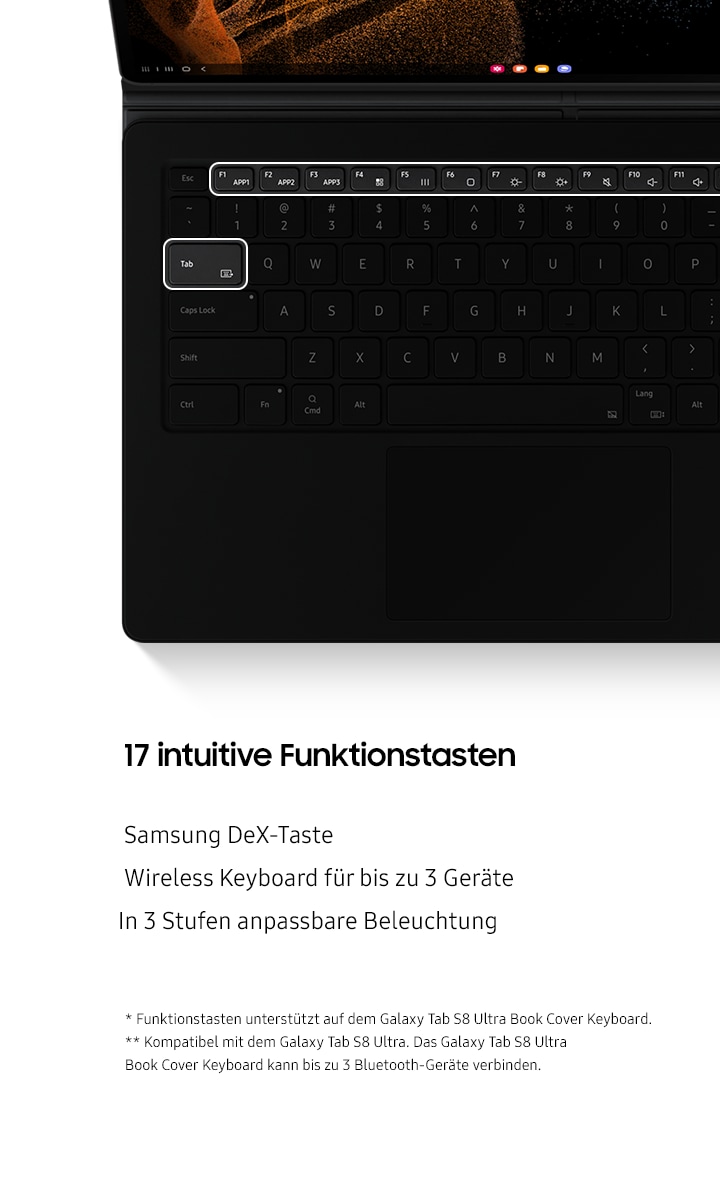 Book Cover Keyboard EF-DX900 für das Galaxy Tab S8 Ultra black