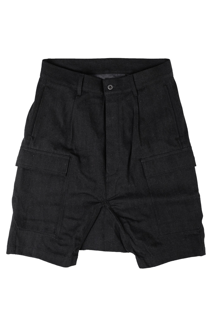 Rick Owens DRKSHDW Pods Cargo Shorts - Made In Japan Black/Gray Denim