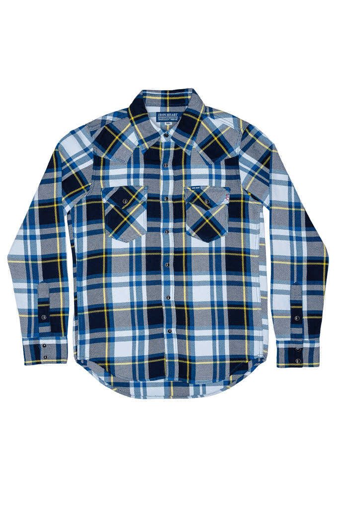 Iron Heart 9oz Selvedge American Check Western Flannel - IHSH-390-BLU