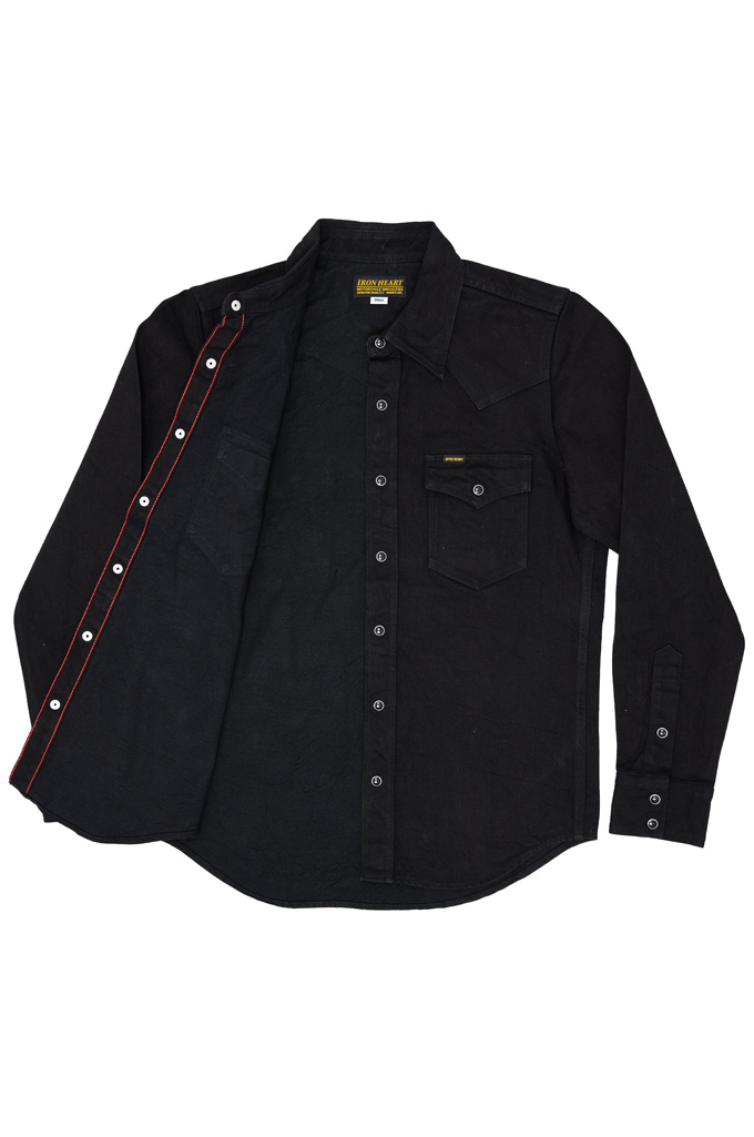 Iron Heart 13.5oz Denim Western Shirt - IHSH-396-BLK - Black