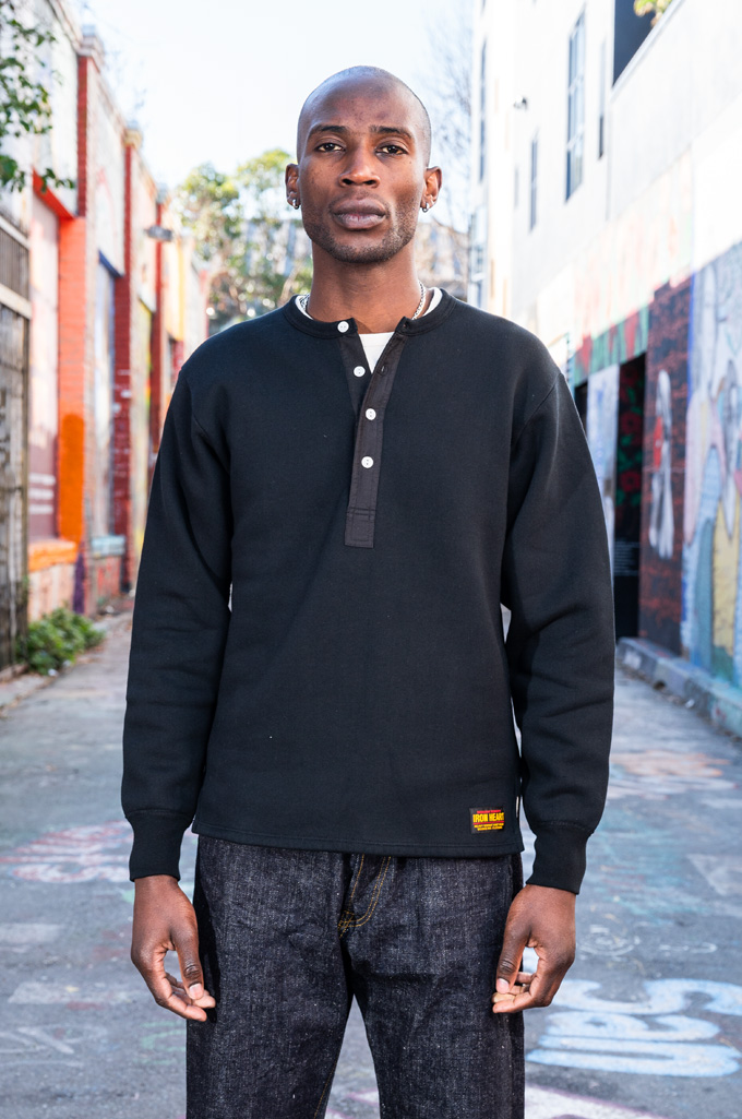 Iron Heart Long Sleeve Sweater Henley - IHTL-2401-BLK - 11oz Black