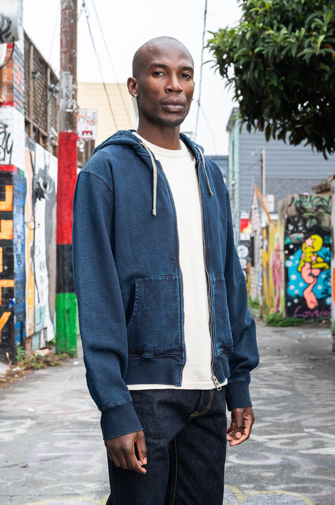 Samurai Heavyweight Natural Indigo & Kakishibu Dyed Zip Hoodie