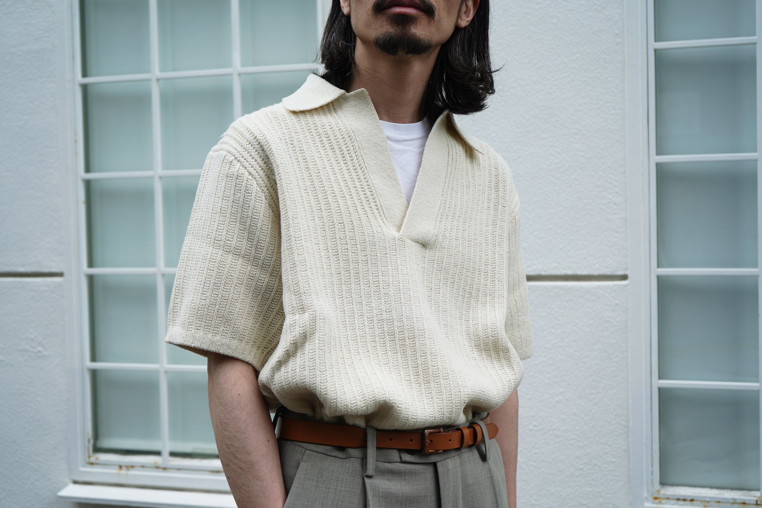 AURALEE BRUSHED COTTON WOOL RIB KNIT SKIPPER POLO — TF Blog