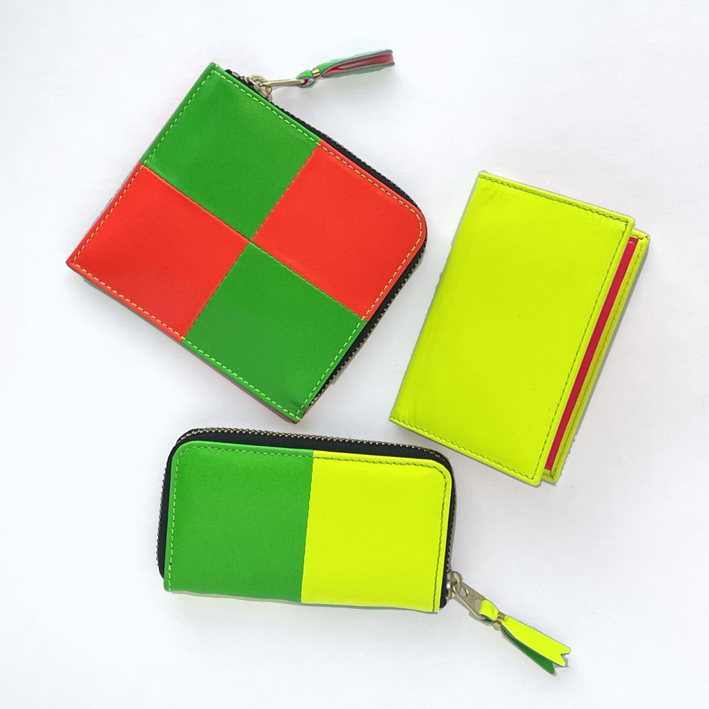 COMME des GARÇONS SA3100FS Wallet Fluo Squares Orange/Green