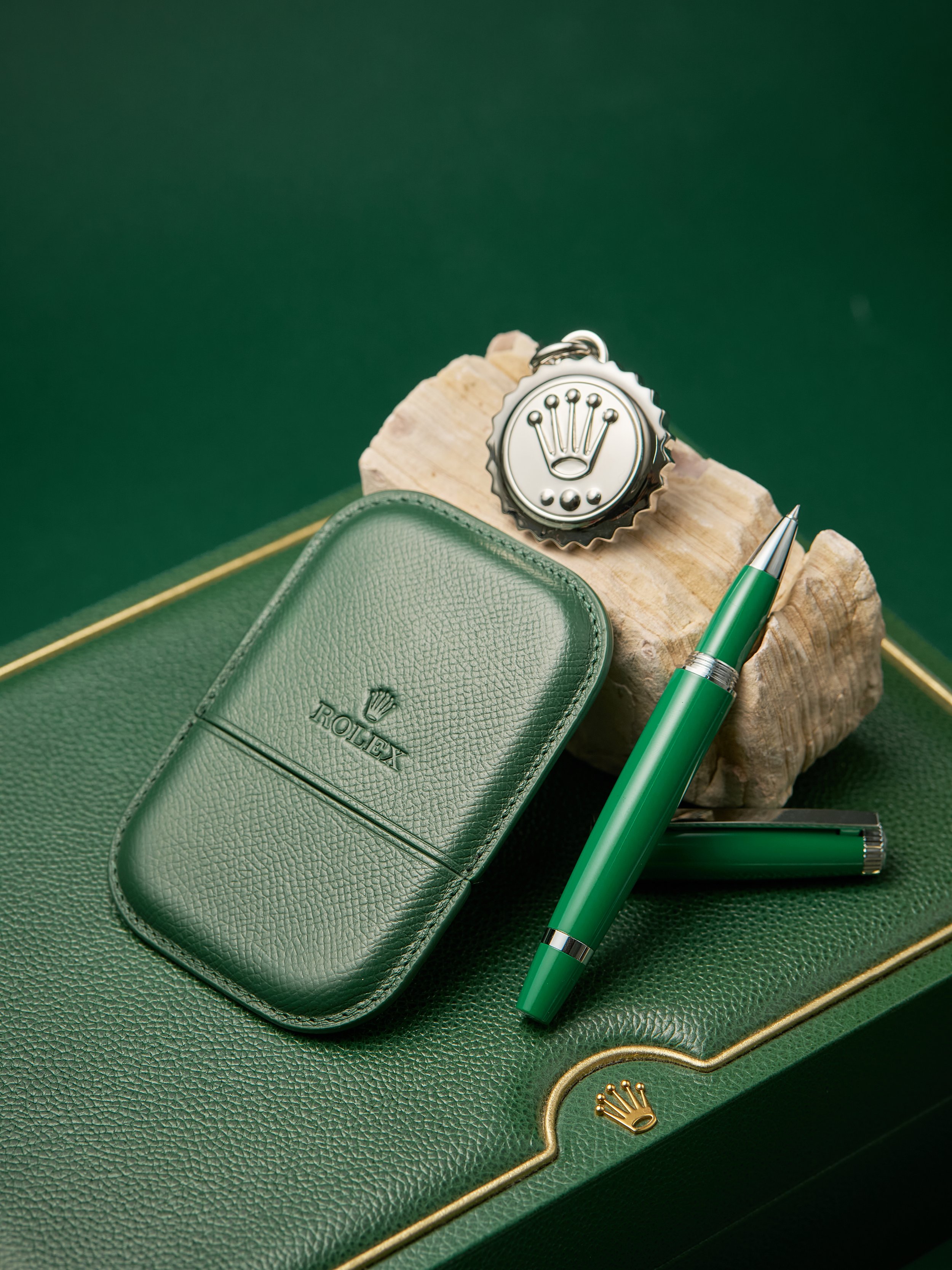 ROLEX Dark Green Caviar Leather Cardholder- VIP Gift
