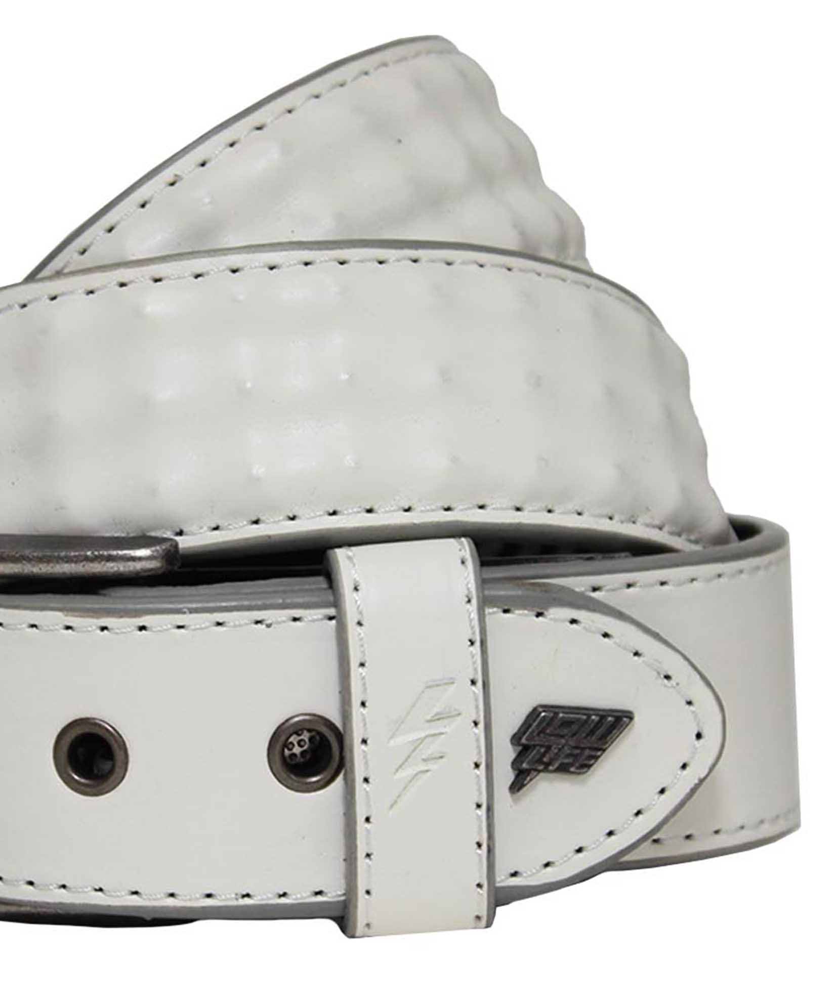 Triple Studded Leather Belt White Snakeskin — Lowlife