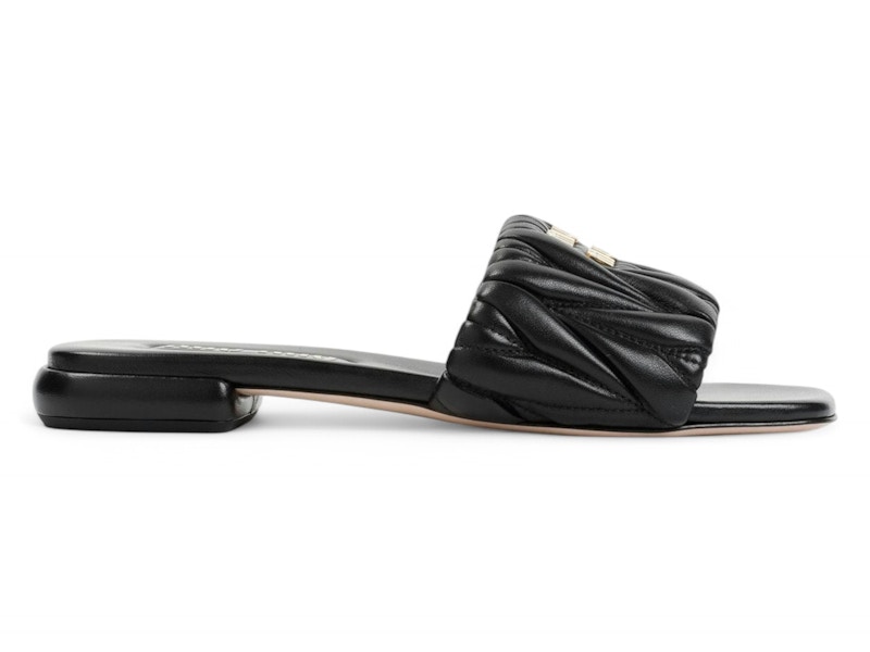 Miu Miu Logo Detailed Slip-On Sandals Black (Women's