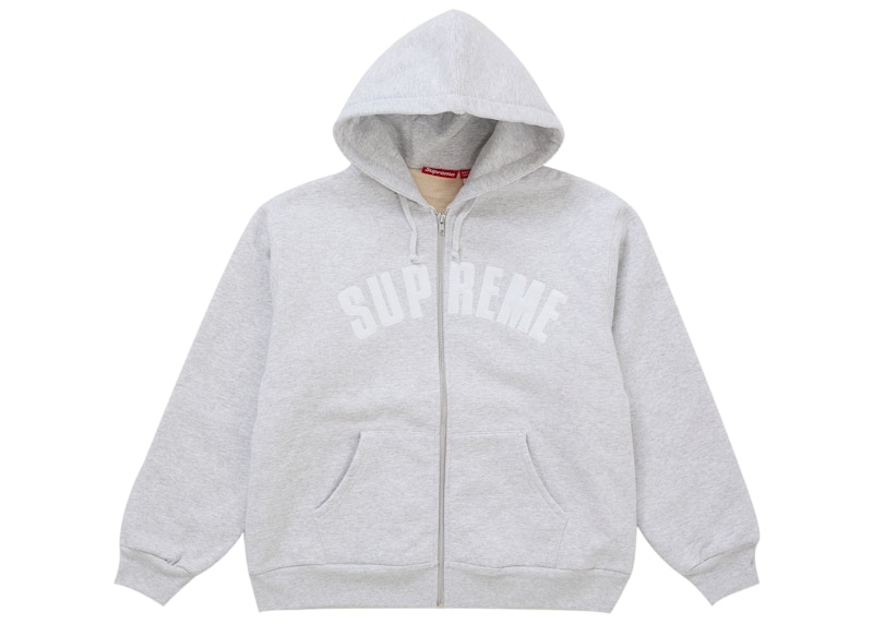 Supreme Arc Thermal Lined Zip Up Hooded Sweatshirt Ash Grey Men's - US