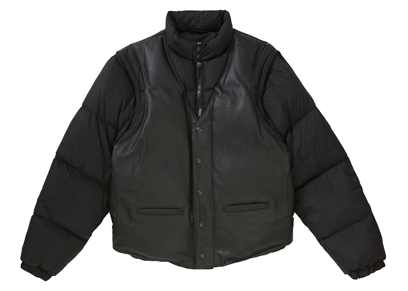 Supreme Schott Down Leather Vest Puffy Jacket Black - FW18 - US