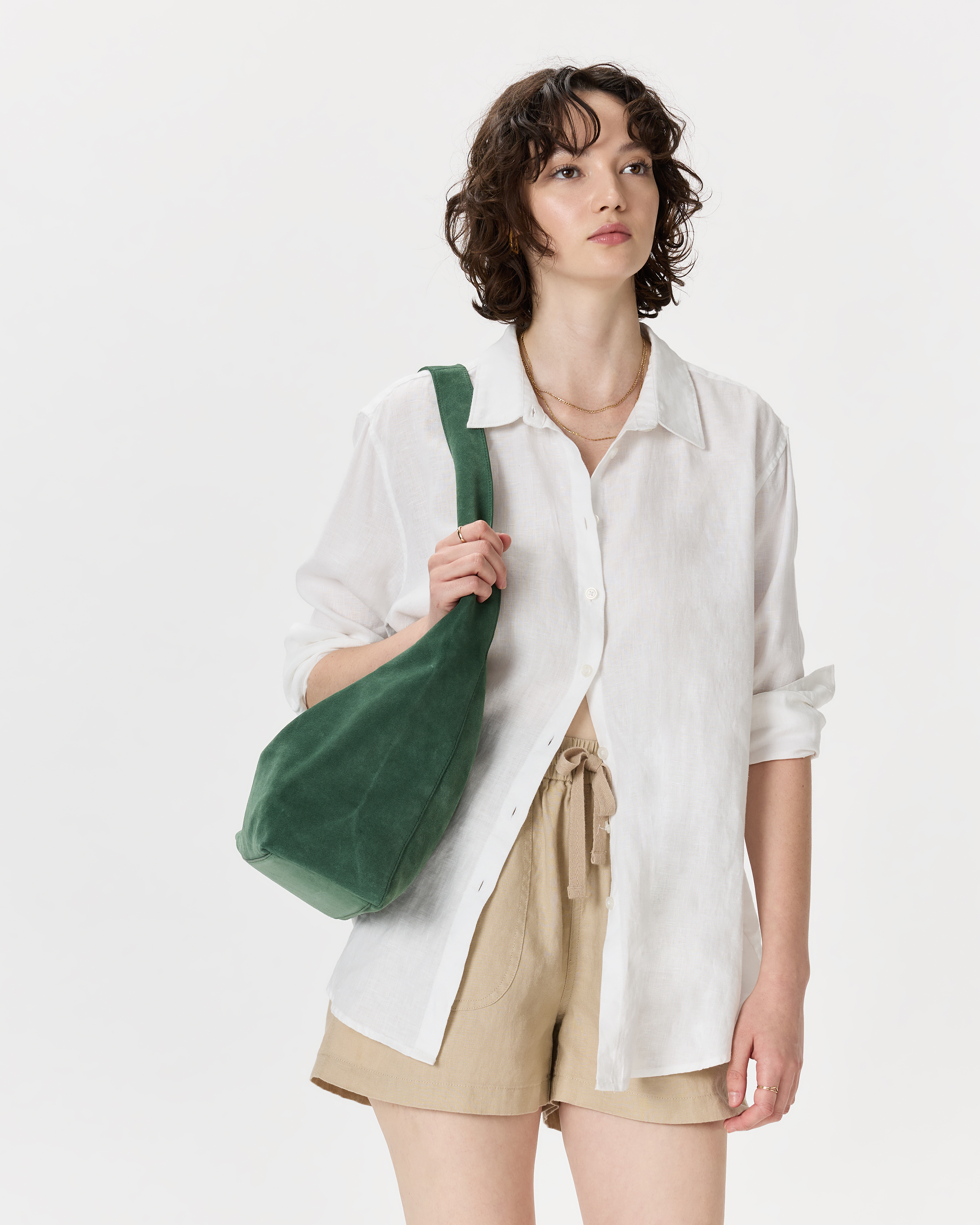 Italian Suede Slouchy Shoulder Bag