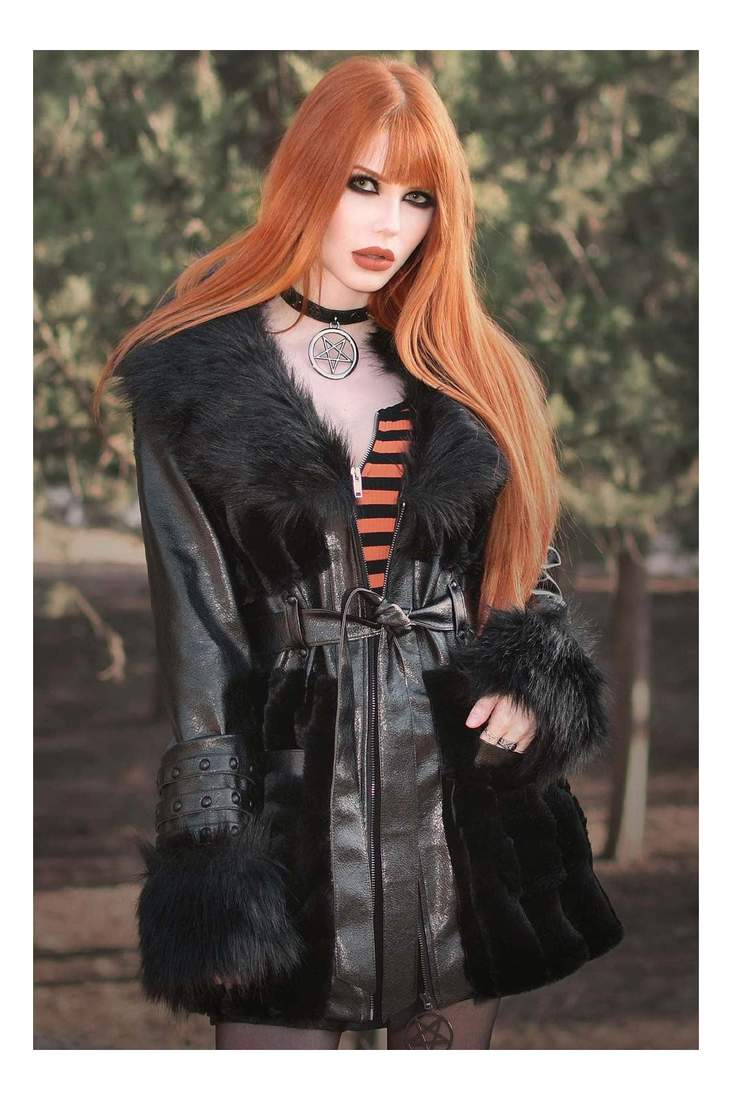 Krystina Faux-Fur Women's Gothic Coat by KillStar