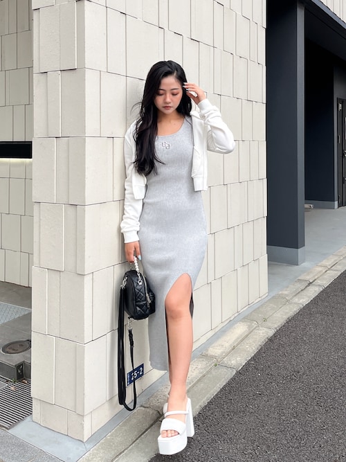 GYDA（ジェイダ） ワンピース GGプレートハーフスリーブLONGニット