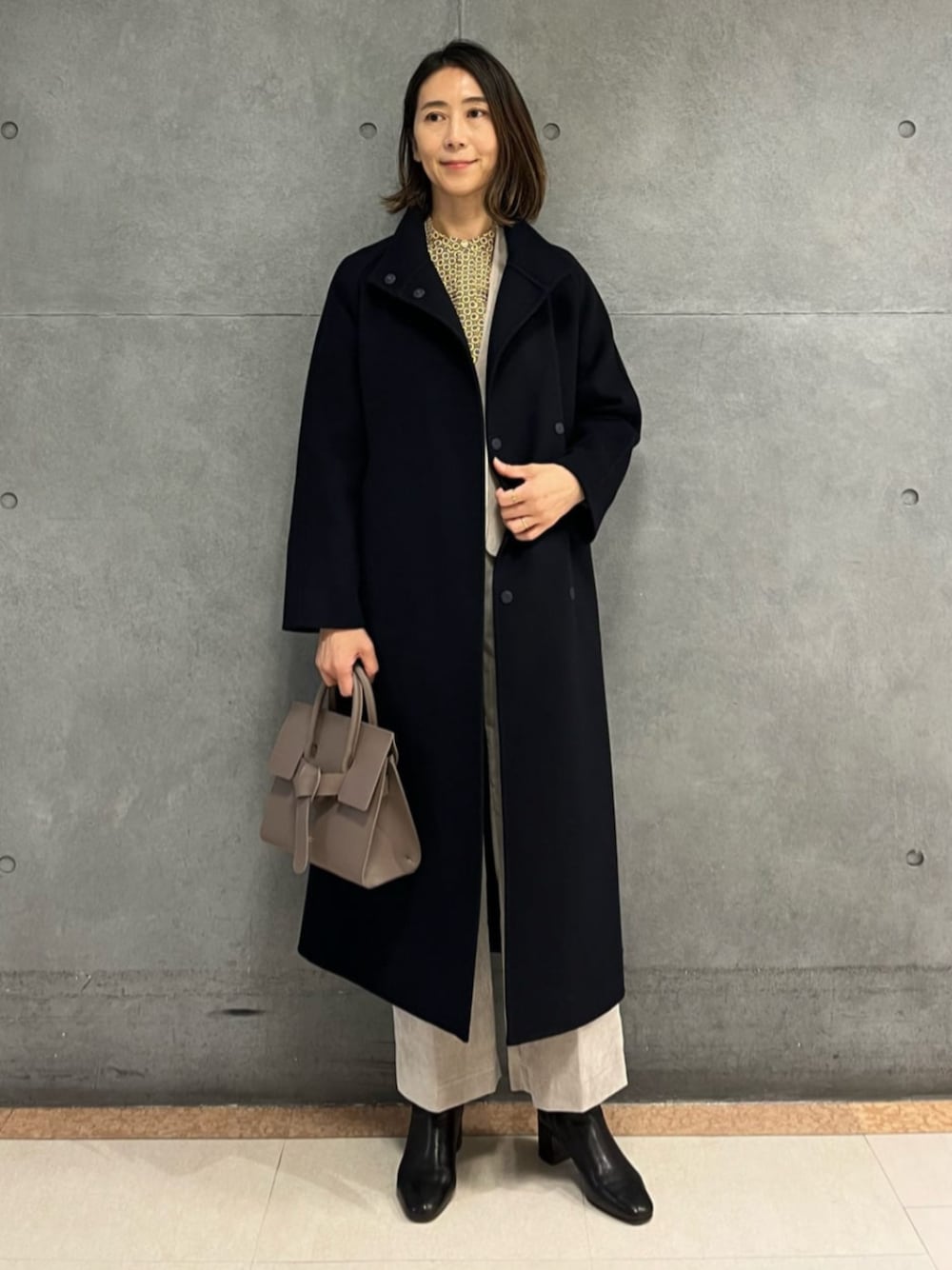 トゥモローランド スーパーダブルフェイス ベルテッドコート ネイビー