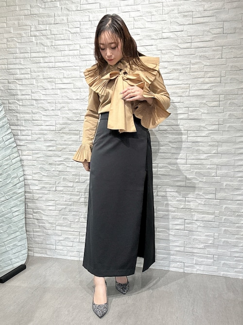 セール】【nonno掲載】ショートパンツ付きスリットロングスカート 秋服