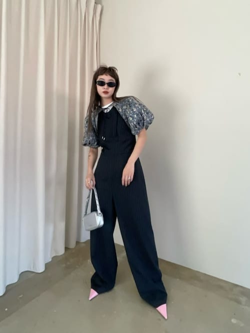 セール】American Sleeve Stripe Jumpsuit/アメスリストライプジャンプ