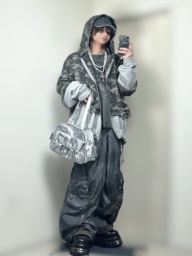 GRANCY】Button Layered Design Nylon Pants / ボタンレイヤード