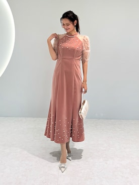 LEJA】シアースリーブパールビジューベロアマーメイドドレスワンピース