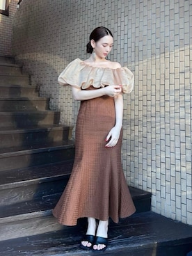 LEJA】2WAYオフショルダーパフスリーブバリエマーメイドワンピース