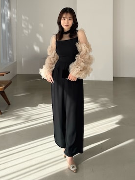LEJA】ボリュームチュールスリーブオールインワンパンツドレス 2点