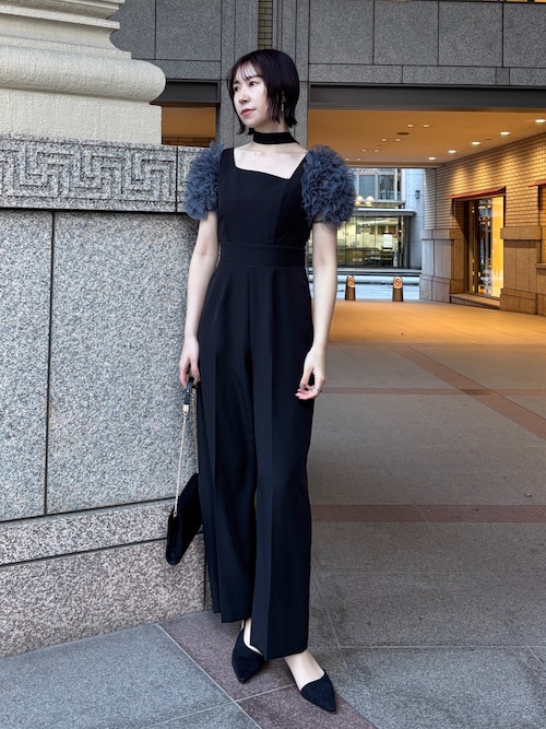 セール】【ソンイさんコラボ】LADYチュールショルダーパンツドレス