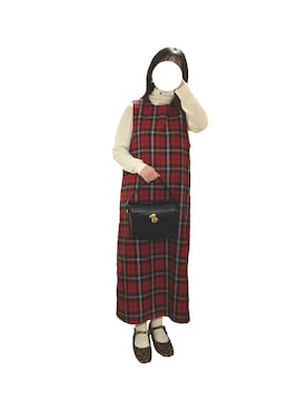 BEAMS BOY / ポリエステル チェック ノースリーブ ワンピースを使った