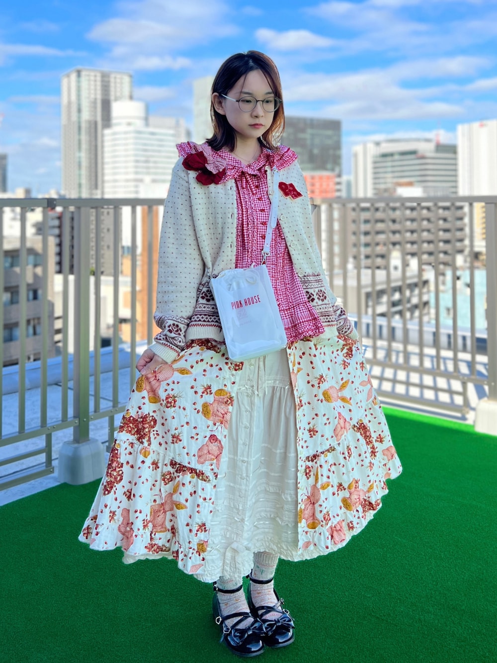 ピンクハウス PINK HOUSE ボトムス スカート ライトブルー×ネイビー