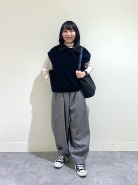 ナッピングウール2WAYベストを使った人気ファッションコーディネート
