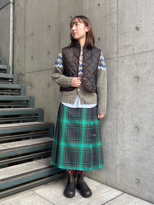 O'NEIL OF DUBLIN | ウーステッドウール ミドルキルトスカート WOMEN