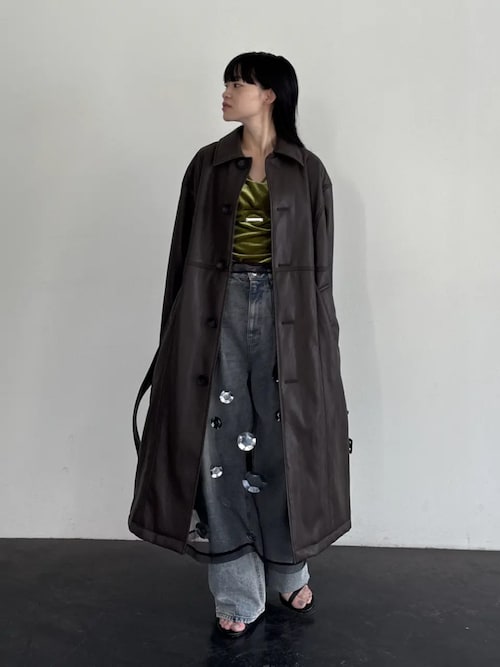 ヴィーガンレザーオーバーロングコート / Vegan Leather Overlong Coat