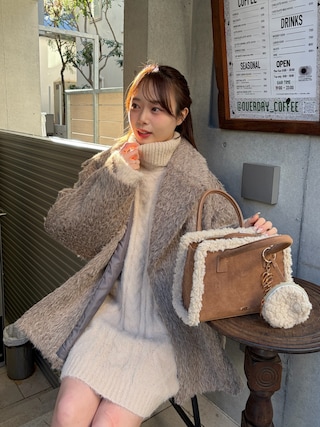 Chico（チコ）の「金ボタンシャギーミディジャケットコート（その他