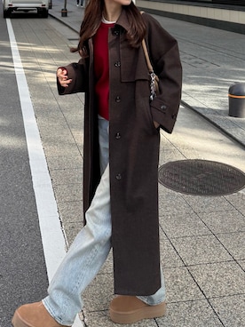 2wayカラーオーバーサイズロングコートを使った人気ファッション