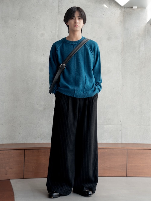 SINSS スラックス Flannel two tuck wide striped slacks / フランネル